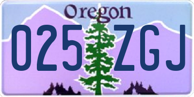 OR license plate 025ZGJ