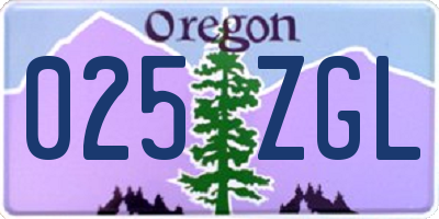 OR license plate 025ZGL