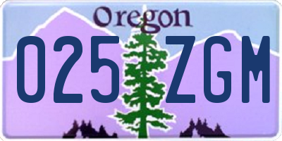 OR license plate 025ZGM