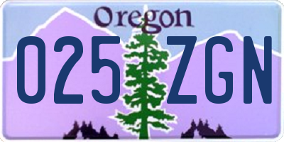 OR license plate 025ZGN