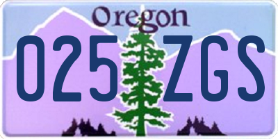 OR license plate 025ZGS