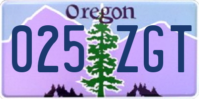 OR license plate 025ZGT