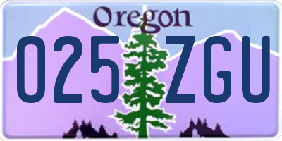 OR license plate 025ZGU