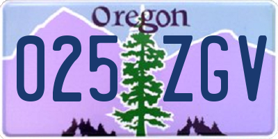 OR license plate 025ZGV