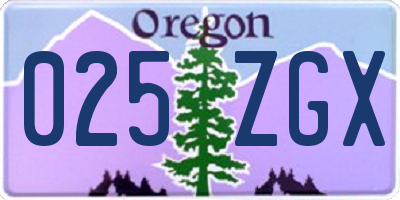 OR license plate 025ZGX
