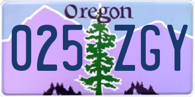 OR license plate 025ZGY