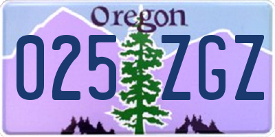 OR license plate 025ZGZ