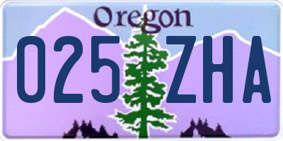 OR license plate 025ZHA