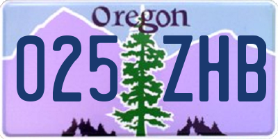 OR license plate 025ZHB