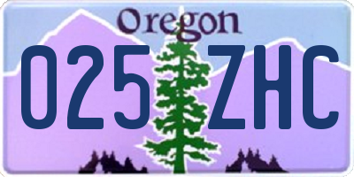 OR license plate 025ZHC