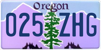 OR license plate 025ZHG