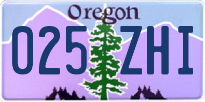 OR license plate 025ZHI