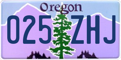 OR license plate 025ZHJ