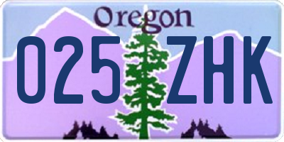 OR license plate 025ZHK