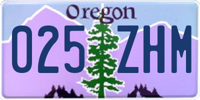 OR license plate 025ZHM