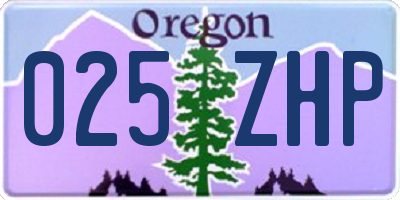 OR license plate 025ZHP