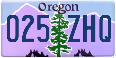 OR license plate 025ZHQ