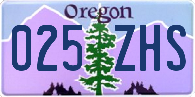 OR license plate 025ZHS