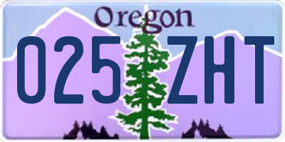 OR license plate 025ZHT