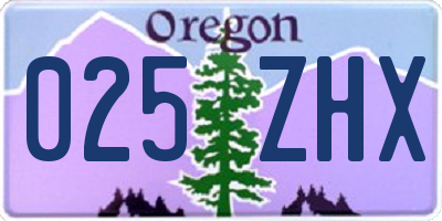 OR license plate 025ZHX
