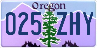 OR license plate 025ZHY