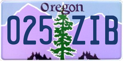 OR license plate 025ZIB