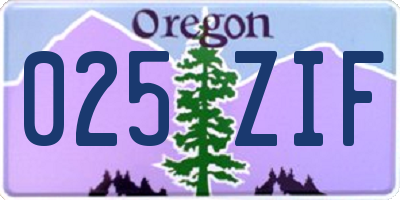 OR license plate 025ZIF