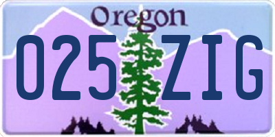 OR license plate 025ZIG