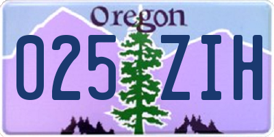 OR license plate 025ZIH