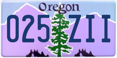 OR license plate 025ZII