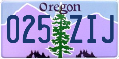 OR license plate 025ZIJ