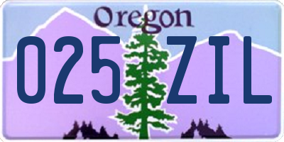 OR license plate 025ZIL