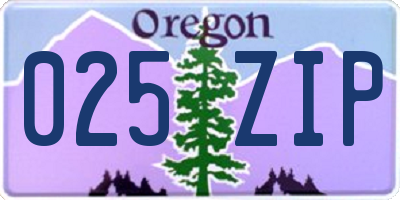 OR license plate 025ZIP