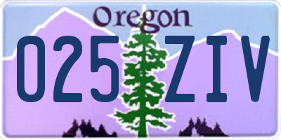 OR license plate 025ZIV