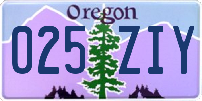 OR license plate 025ZIY