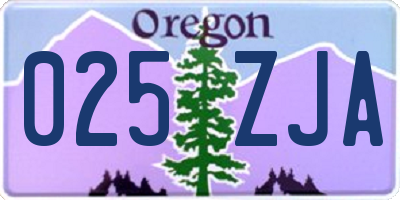 OR license plate 025ZJA