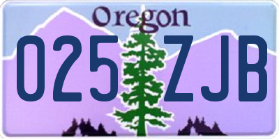OR license plate 025ZJB