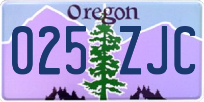 OR license plate 025ZJC