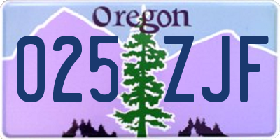 OR license plate 025ZJF