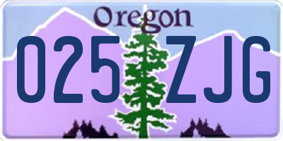 OR license plate 025ZJG