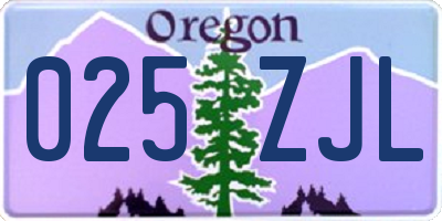 OR license plate 025ZJL
