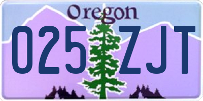OR license plate 025ZJT