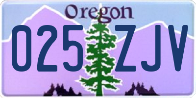OR license plate 025ZJV
