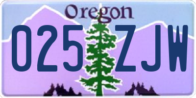 OR license plate 025ZJW