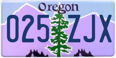 OR license plate 025ZJX