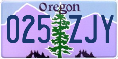 OR license plate 025ZJY