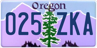 OR license plate 025ZKA