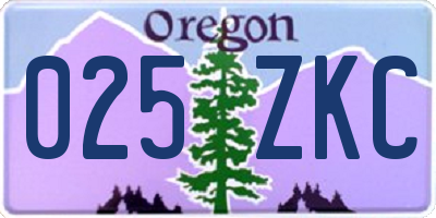 OR license plate 025ZKC
