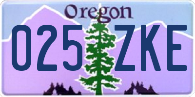 OR license plate 025ZKE