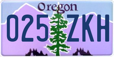 OR license plate 025ZKH
